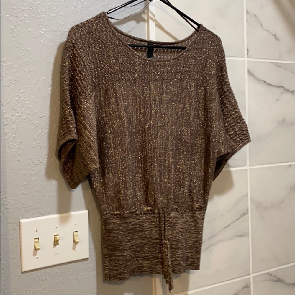 GNW sparkly gold short sleeve blouse